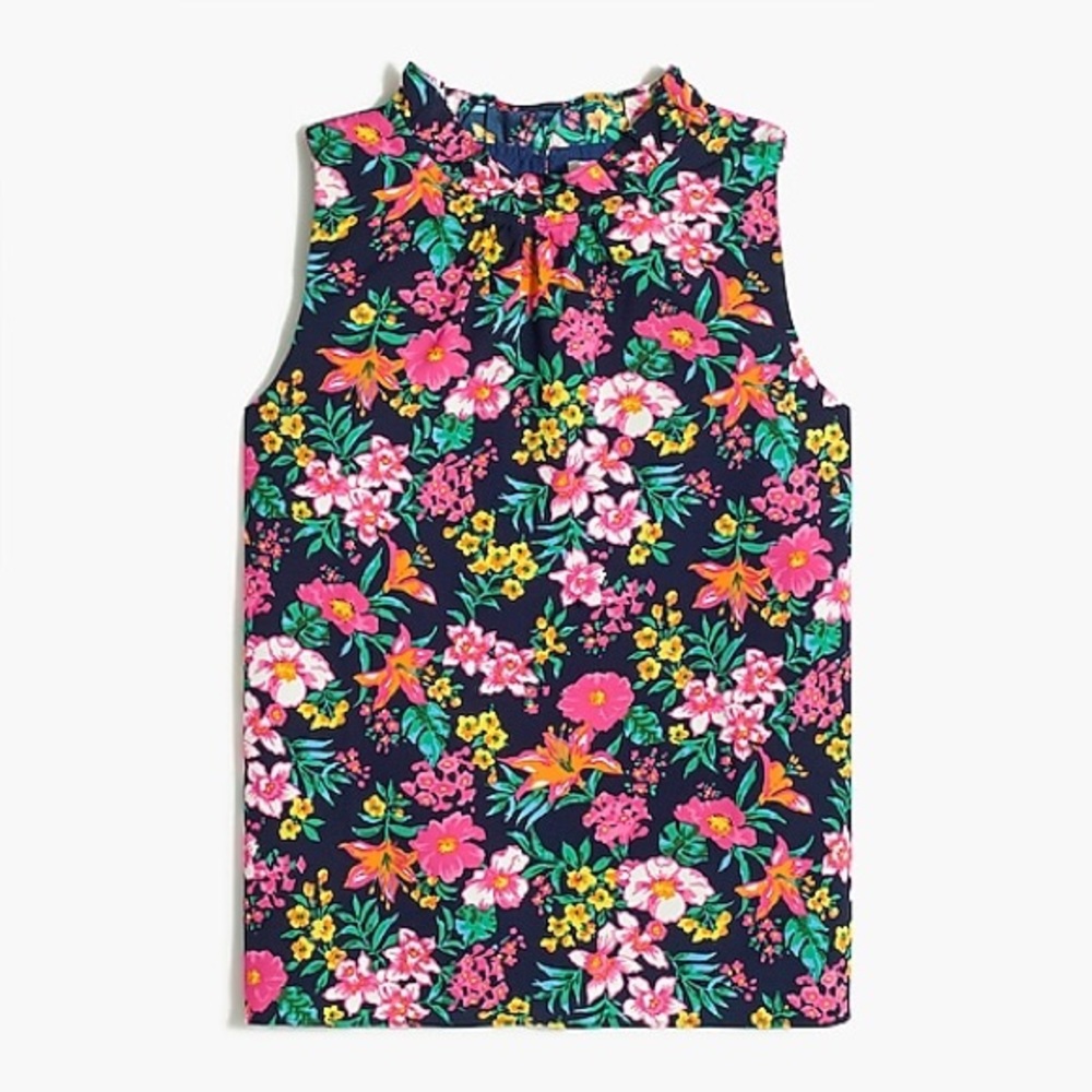 J. Crew Printed Ruffleneck Top - Picture 3 of 4